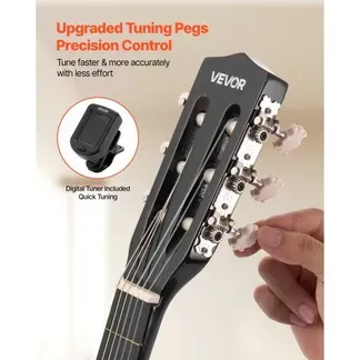 VEVOR Konzertgitarre, 780 mm, Holz-Klassikgitarren-Starter-Set für Anfänger, mit Nylonsaiten, Gigbag, Gurt, Stimmgerät, zusätzlichen Saiten, Plektren, Kapodaster, Linde, für Einsteiger, Schwarz VEVOR Konzertgitarre, 780 mm, Holz-Klassikgitarren-Starter-Set für Anfänger, mit Nylonsaiten, Gigbag, Gurt, Stimmgerät, zusätzlichen Saiten, Plektren, Kapodaster, Linde, für Einsteiger, Schwarz