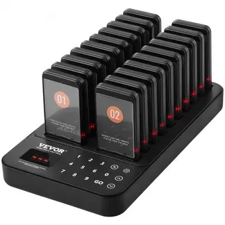 VEVOR Restaurant-Pager-System, kabelloses Warteschlangensignal mit 400 m Reichweite, Piepser zur Rufannahme von Gästen mit Vibration und Blinken, 20 Pager für Imbisswagen, Kirche, Kindergarten VEVOR Restaurant-Pager-System, kabelloses Warteschlangensignal mit 400 m Reichweite, Piepser zur Rufannahme von Gästen mit Vibration und Blinken, 20 Pager für Imbisswagen, Kirche, Kindergarten