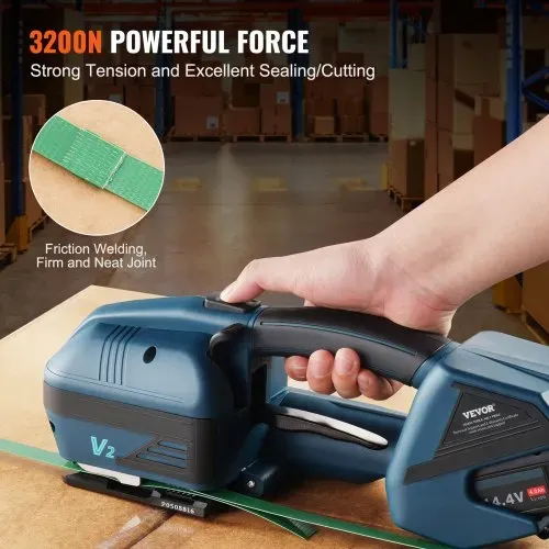 VEVOR Elektrische Umreifungsmaschine, für 0,35"-0,63" PP-PET-Bänder, tragbares elektrisches Umreifungswerkzeug mit Digitalanzeige, 2 x 4000 mAh batteriebetriebenes automatisches Umreifungswerkzeug für Verpackungskartonpaletten – Bild 3