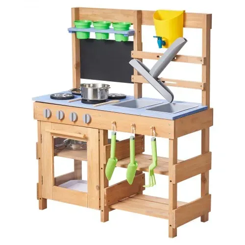 VEVOR Spielküche, Kinderküche, Spielzeugküche mit Herd, Haken, Spülbecken, Pflanzspaten, Pfannenwendern, Griffen, Kochgeschirr & Zubehör, Holzküche für KInder ab 3 Jahren, 762x324x914 mm – Bild 9