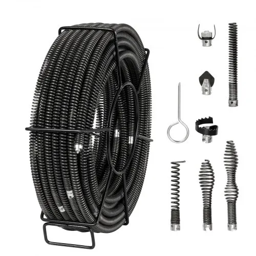 VEVOR Rohrreinigungsspirale 30 m x 16 mm, professionelles Rohrreinigungskabel mit 7 Schneidern für 20-100 mm Rohre, Hohlkern-Kanalisationsspirale für Spüle, Bodenablauf, Toilette VEVOR Rohrreinigungsspirale 30 m x 16 mm, professionelles Rohrreinigungskabel mit 7 Schneidern für 20-100 mm Rohre, Hohlkern-Kanalisationsspirale für Spüle, Bodenablauf, Toilette