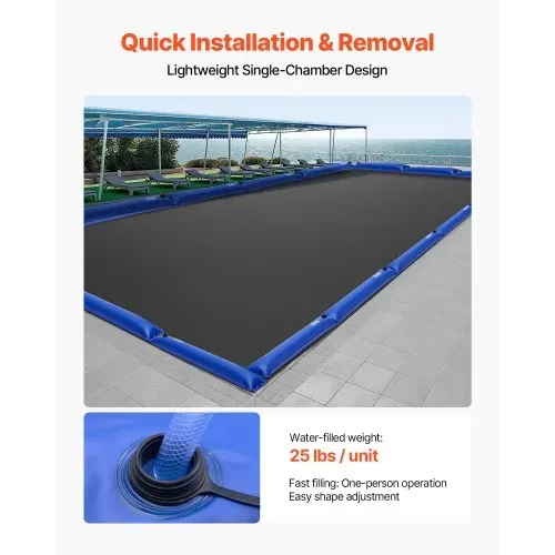VEVOR Pool Beschwerungssack, 6 Packungen à 121 cm, 0,4 mm dicke PVC-Säcke mit Gewichten mit auslaufsicherem Schraubverschluss, Wassersäcke zur Befestigung von Poolabdeckungen im Winter, blau – Bild 5