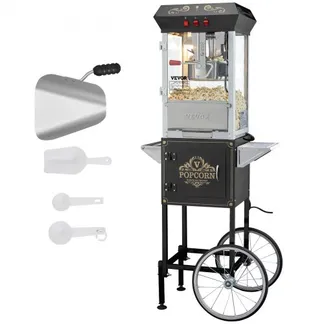 VEVOR Popcornmaschine Popcornautomat mit Wagen 850 W Popcorngerät, 8 oz Kessel für 48 Tassen pro Ladung, Popcornmaschine mit gehärtetem Glas inkl. 4 Schaufeln Kino-Stil Restaurant Schwarz VEVOR Popcornmaschine Popcornautomat mit Wagen 850 W Popcorngerät, 8 oz Kessel für 48 Tassen pro Ladung, Popcornmaschine mit gehärtetem Glas inkl. 4 Schaufeln Kino-Stil Restaurant Schwarz