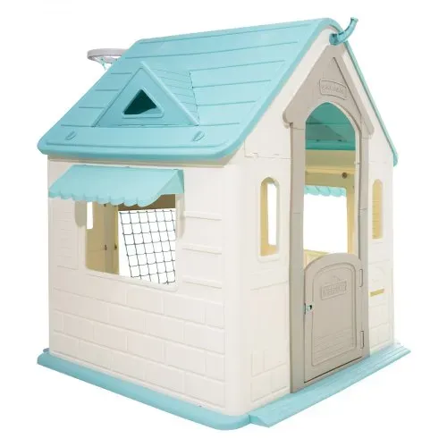 VEVOR Outdoor Spielhaus Outdoor 5 in 1 Gartenhaus (Rollenspielplatz/Basketball/Darts/Fußball/ Ringwurfspiel) Kinderspielhaus mit praktischer Tür & Rutschen-Set & Fenster für Kleinkinder ab 2 Jahren – Bild 9