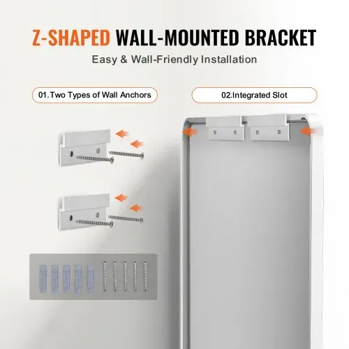 VEVOR Wandspiegel Schminkspiegel Badezimmerspiegel 762 x 559 x 25 mm rechteckiger Spiegel, Rahmen aus Aluminiumlegierung Spiegel mit Z-förmiger Halterung für Badezimmer Schlafzimmer Wohnzimmer – Bild 5