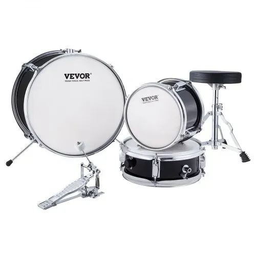 VEVOR Schlagzeugset, 3-teilig, Drum-Set mit verstellbarem Thron-Becken-Pedal, zwei Paar Drumsticks, ca. 20 cm Tom Drum, ca. 25 cm Snare Drum, ca. 36 cm Bass Drum, Schlagzeugset für Kinder, schwarz – Bild 8