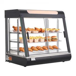 VEVOR 3-stöckige Wärmetheke 100 L, Warmhaltevitrine 1200 W, Warmhaltetheke 30–85 °C, Speisenwärmer mit LED-Beleuchtung & Verstellbaren Ablagen, Speisevitrine für Hamburger Pizza Brot Brathähnchen VEVOR 3-stöckige Wärmetheke 100 L, Warmhaltevitrine 1200 W, Warmhaltetheke 30–85 °C, Speisenwärmer mit LED-Beleuchtung & Verstellbaren Ablagen, Speisevitrine für Hamburger Pizza Brot Brathähnchen