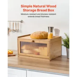 VEVOR Brotkasten für Küchentheke Brotbehälter Brotbox Brot-Organizer aus Holz für selbstgebackenes Brot, Aufbewahrungsbehälter mit gewellter Acryl-Türplatte, Brotaufbewahrung Natur VEVOR Brotkasten für Küchentheke Brotbehälter Brotbox Brot-Organizer aus Holz für selbstgebackenes Brot, Aufbewahrungsbehälter mit gewellter Acryl-Türplatte, Brotaufbewahrung Natur