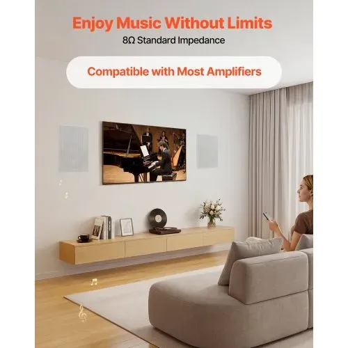 VEVOR Einbaulautsprecher 203,2 mm 1 Paar mit Lackierbarer Abdeckung, Rechteckiger 2-Wege-Lautsprecher mit HiFi-Klang und 200 W Spitzenleistung, Lautsprecher für Bad Küche und Überdachte Veranden – Bild 2