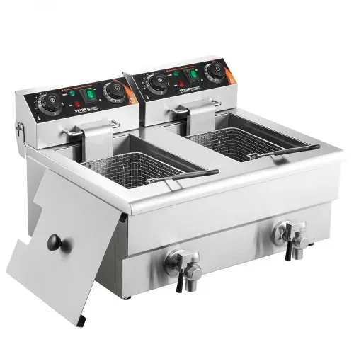 VEVOR kommerzielle Fritteuse, elektrische 3 kW Tischfritteuse mit Doppeltank & Korb, 2 x 11 L Doppel-Ölfritteuse aus Edelstahl, Zeit- und Temperaturregelung, für Küche Restaurants – Bild 10