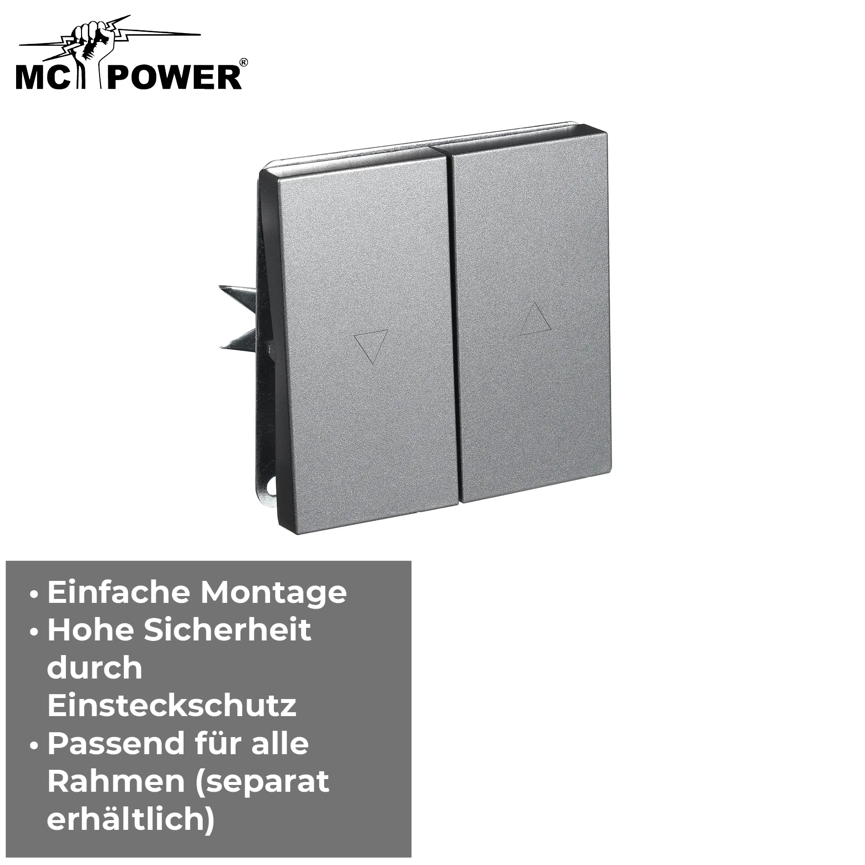 Jalousie-Taster McPower ''Shallow'' 250V~/10A, UP, Steckanschluss, anthrazit – Bild 4
