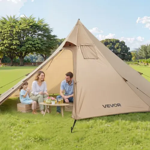 VEVOR Tipi Zelt für 2 Personen, tragbares Winterzelt mit Ofenanschluss, Campingzelte, leichte 4-Jahreszeiten-Schutzzelte, Firstzelt, zum Wandern, Angeln und Rucksackreisen, Größe S – Bild 7