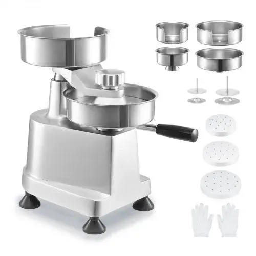 VEVOR Kommerzieller Burgerpresse - Hamburger Patty Maker 10 / 13 / 15 cm, mit 3 Packungen Burgerpapier, Professionelle Hamburgerpresse aus Edelstahl, Perfekt für Burger Patties Cooking BBQ Zubehör – Bild 8