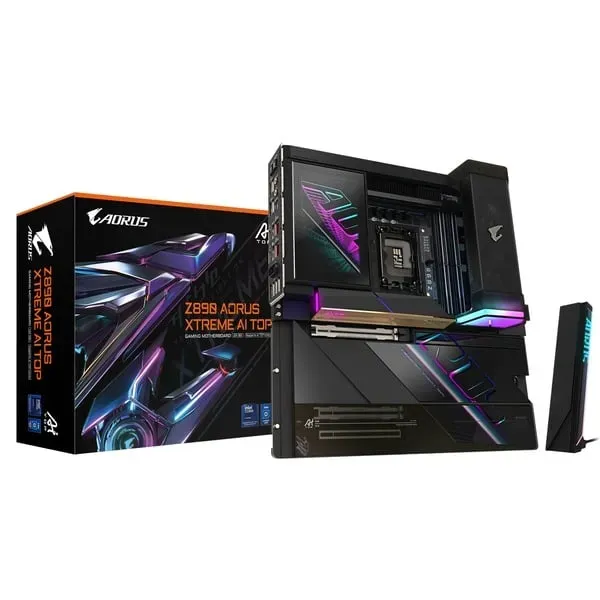 GIGABYTE Z890 AORUS XTREME AI TOP Motherboard – Unterstützt Intel Core Ultra (Serie 2) CPUs, 22+1+2 Phasen VRM, bis zu 9500MHz DDR5 (OC), PCIe 5.0 M.2, Wi-Fi 7, Thunderbolt 5 GIGABYTE Z890 AORUS XTREME AI TOP Motherboard – Unterstützt Intel Core Ultra (Serie 2) CPUs, 22+1+2 Phasen VRM, bis zu 9500MHz DDR5 (OC), PCIe 5.0 M.2, Wi-Fi 7, Thunderbolt 5