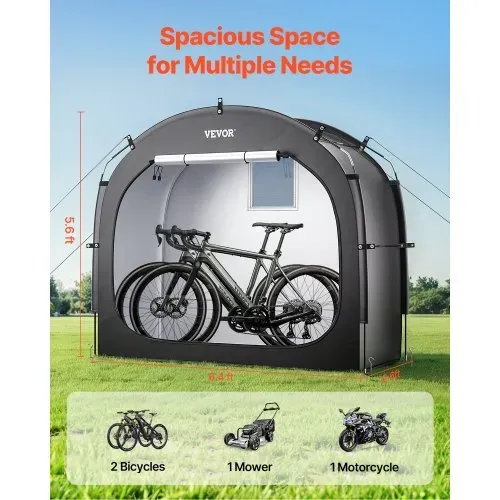 VEVOR Fahrradzelt, 1 bis 2 Fahrräder, geräumiges Fahhrradgarage mit belüftetem Fenster, einfach zu installierende Fahrradschuppe mit hochfestem Fiberglas & Doppelreißverschlüssen, 195x81x173 cm VEVOR Fahrradzelt, 1 bis 2 Fahrräder, geräumiges Fahhrradgarage mit belüftetem Fenster, einfach zu installierende Fahrradschuppe mit hochfestem Fiberglas & Doppelreißverschlüssen, 195x81x173 cm