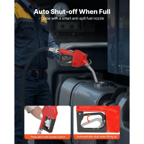 VEVOR Kraftstoffpumpe, 12 V DC, 37 L/min, Dieselpumpen-Set, mit automatischer Abschaltdüse, Förderschlauch, Überhitzungsschutz, Stromkabel, explosionsgeschützt, für Benzin, Diesel & Kerosin – Bild 2