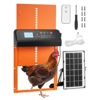VEVOR Hühnerklappe Solar- & Batteriebetrieben, Hühnertür mit LCD-Display, Fernbedienung, Lichtsensor & Timer, Einklemmschutz, Hühnerstalltür aus Aluminiumlegierung, 350x250x73 mm, Orange VEVOR Hühnerklappe Solar- & Batteriebetrieben, Hühnertür mit LCD-Display, Fernbedienung, Lichtsensor & Timer, Einklemmschutz, Hühnerstalltür aus Aluminiumlegierung, 350x250x73 mm, Orange