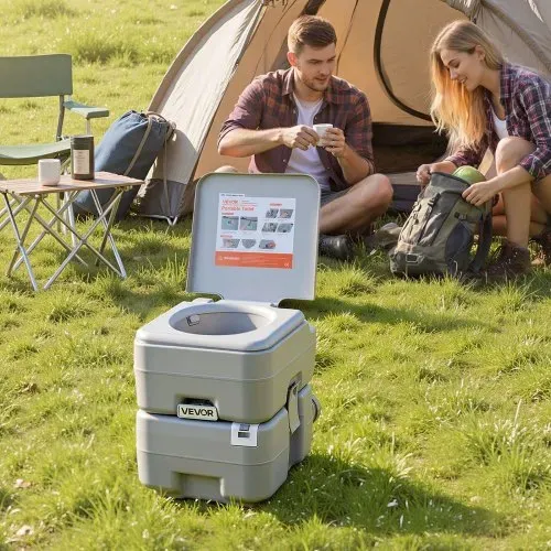 VEVOR Tragbare Toilette mit 20 L Abnehmbarem Abwassertank & 120 Spülungen, Campingtoilette Reisetoilette mit Füllstandsanzeige, Geeignet für Wohnmobilreisen Camping Wandern Bootsfahrten Ausflüge – Bild 7