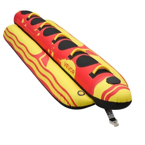 VEVOR Towable Funtube für 5 Personen, Aufblasbares Wasser Tube bis 385 kg Belastung, 5-Sitzer Schlauchboot mit Robustem Nylon-Überzug, Gepolsterten Haltegriffen & Sicherheitsventil, Wassersport-Spaß – Bild 8