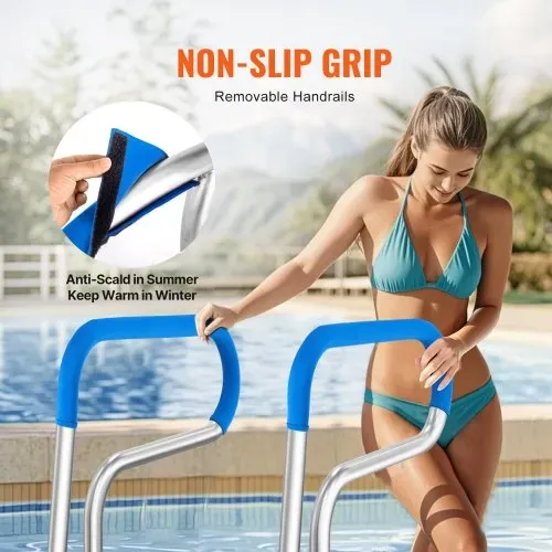VEVOR Pool-Handlauf, 805 x 100 x 585 mm, Pooleinstieg Edelstahl mit Grundplatte für Innen-/Außenpools, Einstieghilfe für Schwimmbäder, rostfreier Haltegriff mit Griffabdeckung & Zubehör für Spas – Bild 3