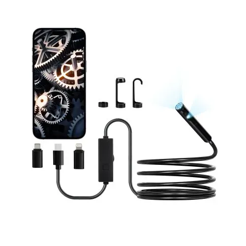 VEVOR Endoskopkamera mit Licht, Dual Lens Endoskop für Android & iOS, 1920P HD-Inspektionskamera mit 8+1 LED-Leuchten, 2-fachem Zoom, 3 m Schlangenkabel, IP67 wasserdichte Kamera für Auto, Sanitär VEVOR Endoskopkamera mit Licht, Dual Lens Endoskop für Android & iOS, 1920P HD-Inspektionskamera mit 8+1 LED-Leuchten, 2-fachem Zoom, 3 m Schlangenkabel, IP67 wasserdichte Kamera für Auto, Sanitär