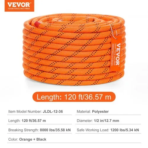 VEVOR Arborist Baumkletterseil doppelt geflochten Polyester 1,27cmx36,6m – Bild 6