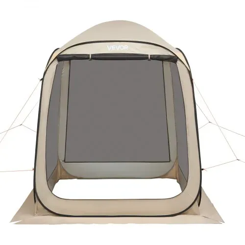 VEVOR Campingzelt, 182,88x182,88x219,4 cm, Partyzelt für 4-6 Personen, Pop Up Zelt mit Tragetasche, Netz-Seitenwänden und Heringen, für Garten, Terrasse und Outdoor-Aktivitäten, Beige – Bild 9
