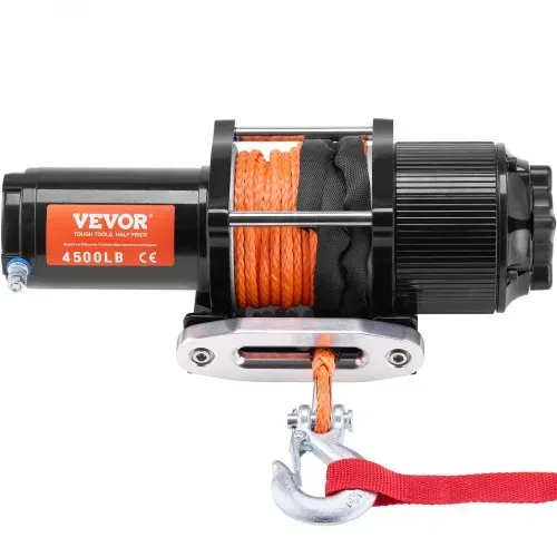 VEVOR Elektrische Seilwinde, 2048 kg Zugkraft, 12 V Gleichstrom für Geländefahrzeuge/UTVs, mit 12-strängigem Synthetikseil (Φ1/4 Zoll x 39 Fuß), Aluminium-Seilführung, Fernbedienungen, IP55-Wasserbeständigkeit – Bild 10