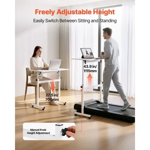 VEVOR Höhenverstellbarer Schreibtisch 810x410mm, 25kg Belastbarer Computertisch mit 360° Neigbarer Tischplatte, Bürotisch mit Haken Feststellbaren Rollen, Steh-Sitz-Tisch für Homeoffice Arbeitszimmer – Bild 2
