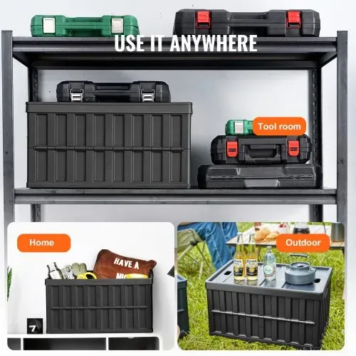 VEVOR 3er-Set 65L Profi Klappbox aus PP Transportbox mit Deckel Faltbarer Aufbewahrungsbox mit Handgriff Stapelbare Kisten Storage Box Faltboxen Stapelboxen für Aufbewahrung & Transport – Bild 5
