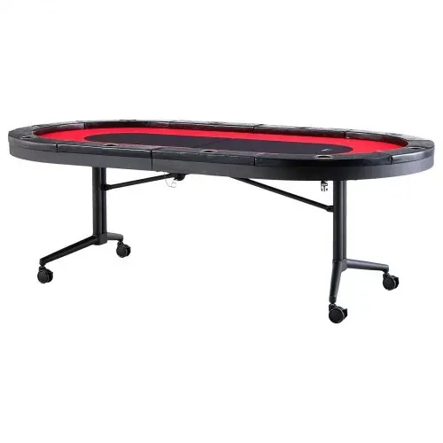 VEVOR Casino Pokertisch Klappbare Tischbeine 2290 x 1220 x 800 mm (L x B x H), Faltbarer Pokertisch, Schwarz & Rot Pokerauflage Klapptisch für 10 Spieler, Pokertisch mit Staubschutzhülle Tragbar – Bild 10