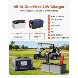 VEVOR Autobatterieladegerät 20A Batterieladegerät 6V/12V/24V, Intelligentes Ladegerät für Blei-Säure & Lithium LiFePO4 Batterien, mit 7-Stufen-Ladung Reparaturmodus LCD-Display für Auto Motorrad Boot VEVOR Autobatterieladegerät 20A Batterieladegerät 6V/12V/24V, Intelligentes Ladegerät für Blei-Säure & Lithium LiFePO4 Batterien, mit 7-Stufen-Ladung Reparaturmodus LCD-Display für Auto Motorrad Boot