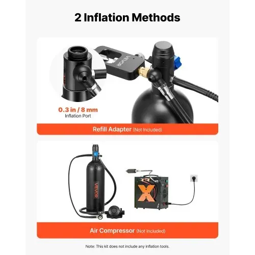 VEVOR Mini-Tauchflasche 2 L, Tragbare Lungenflasche für Unterwasseratmung, Wiederverwendbare Sauerstoffflasche für bis zu 35 Minuten Tauchzeit, Tauchausrüstung mit Rucksack & Tasche – Bild 4