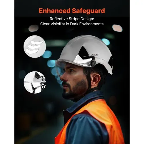 VEVOR Schutzhelm ANSI/ISEA Z89.1-zugelassener Sicherheitshelm mit Visier & 6-Punkt-Ratschenaufhängung, verstellbarer Industriehelm belüfteter Bauhelm Arbeitshelm für Industriebau Arbeitskleidung – Bild 4