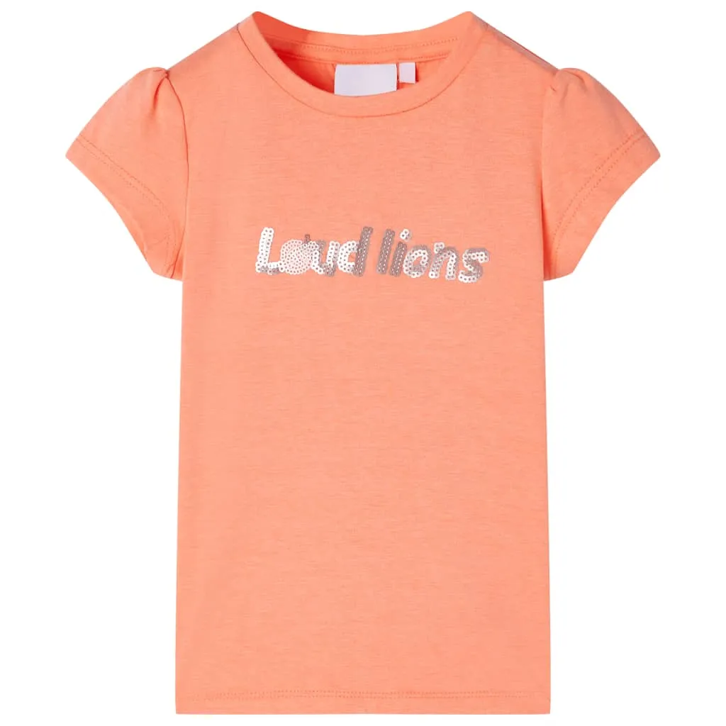 vidaXL Kinder-T-Shirt mit Flügelärmeln Neonorange 116 vidaXL Kinder-T-Shirt mit Flügelärmeln Neonorange 116