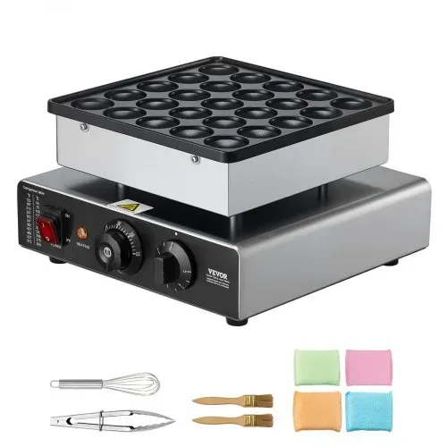 VEVOR Mini Pfannkuchenmaker Dutch Muffin Waffeleisen mit 43 mm Durchmesser, antihaftbeschichteter Poffertjes-Grill aus Edelstahl, elektrischer Mini Pancake Bäcker für Zuhause Küche Restaurant – Bild 8