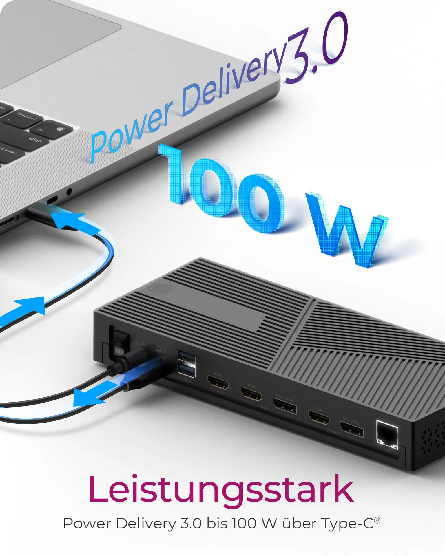 ICY BOX IB-DK2246AC, DisplayLink Notebook DockingStation, DisplayLink® und DP Alt Mode, 2x DisplayPort™ oder 2x HDMI® plus 1x HDMI® Schnittstelle bis zu 4096 – Bild 4