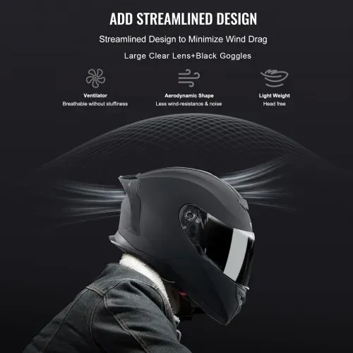 VEVOR Motorradhelm Motocross-Helme Integralhelm Größe M, Helme aus ABS mit Bluetooth-Schlitz & Wechselglas, DOT-geprüfter bequemer Motocross-Helm, für Jugendliche & Erwachsene schwarz – Bild 4