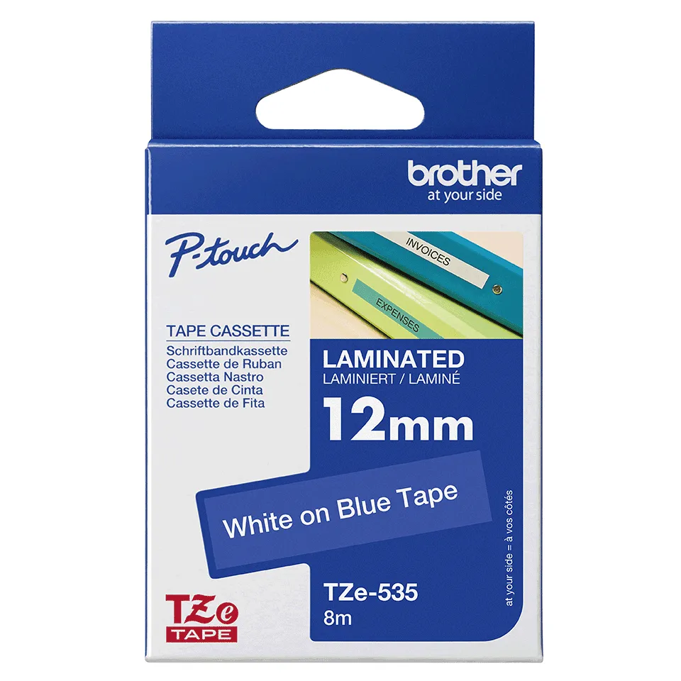 Brother TZE-535 Etiketten erstellendes Band Weiss auf Blau – Bild 3