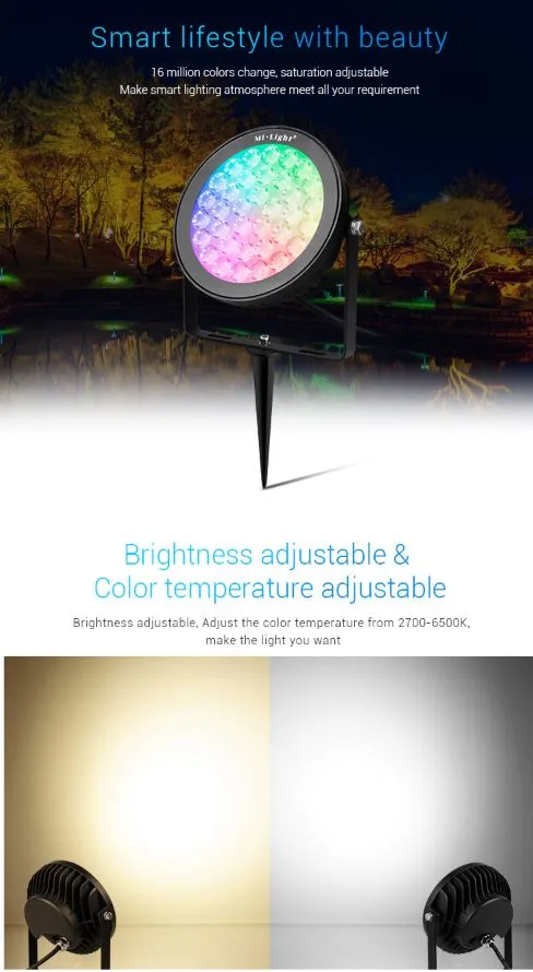 MiBoxer FUTC05 LED Garten Lampe 25W RGB-WW (RGB-CCT) mit Funk IP66 230V – Bild 3