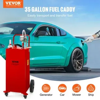 VEVOR Fuel Caddy Kraftstoffspeichertank 132 L 4 Räder mit manueller Pumpe, Rot VEVOR Fuel Caddy Kraftstoffspeichertank 132 L 4 Räder mit manueller Pumpe, Rot