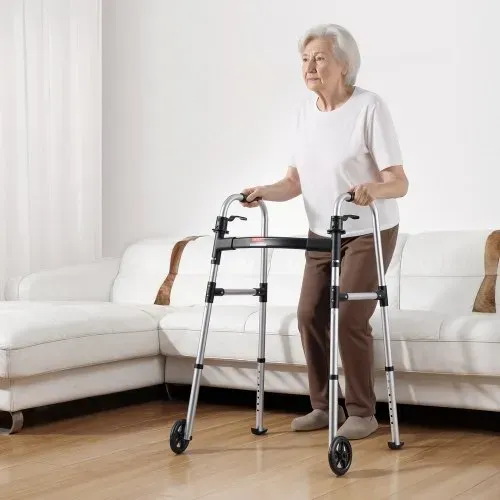 VEVOR Gehgestell 158 kg, Gehilfe mit Rädern & 8-fach verstellbarer Höhe, Gehrahmen aus leichtem Aluminium, Rollator mit Vorderrädern für Senioren & Erwachsene, Gehbock 605x385x755-955 mm – Bild 7