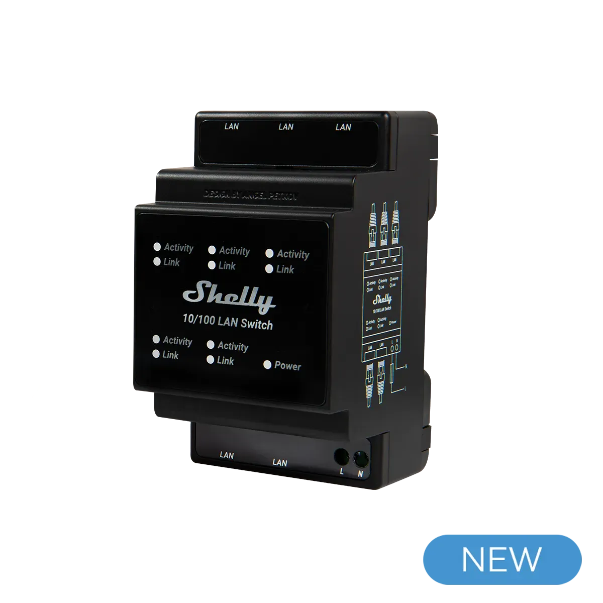 Shelly · Hutschiene · „LAN Switch“ · 5 Ports · 10/100 Mbit Shelly · Hutschiene · „LAN Switch“ · 5 Ports · 10/100 Mbit
