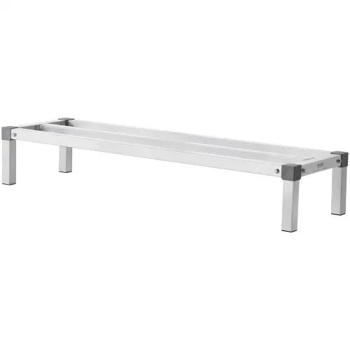 VEVOR Aluminium-Stauregal, 48 x 14 Zoll großes kommerzielles Bodenregal für Lebensmittel, 8 Zoll über dem Boden, 1000 lbs Tragkraft, komplett verschweißtes Aluminium-Lagerregal, zur Lagerung in Restaurants, Küchen, Garagen und Fahrzeugen – Bild 9