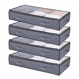 VEVOR Unterbettkommode Unterbettaufbewahrungstasche 4 Stk. (996 x 500 x 180 mm) Unterbettbehälter mit transparenten Deckeln (90 L), Aufbewahrungsbox Organizer für Kleidung Schuhe Schlafzimmer VEVOR Unterbettkommode Unterbettaufbewahrungstasche 4 Stk. (996 x 500 x 180 mm) Unterbettbehälter mit transparenten Deckeln (90 L), Aufbewahrungsbox Organizer für Kleidung Schuhe Schlafzimmer