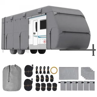 VEVOR Wohnwagen-Schutzhülle für 5,5-6,1 m Wohnwagen, Wohnwagenabdeckung aus Vliesstoff wasserdicht winddicht sonnenbeständig, Universal-Wohnwagenhülle mit Aufbewahrungstasche Reparaturflicken Gurten VEVOR Wohnwagen-Schutzhülle für 5,5-6,1 m Wohnwagen, Wohnwagenabdeckung aus Vliesstoff wasserdicht winddicht sonnenbeständig, Universal-Wohnwagenhülle mit Aufbewahrungstasche Reparaturflicken Gurten