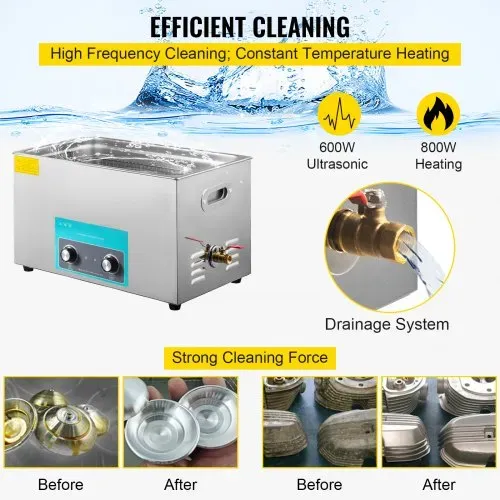 VEVOR Knob Control Ultrasonic Cleaner Ultraschallreiniger 30 L, Ultraschall Reinigungsgerät 40 kHz 600 W, Digitaler Ultraschallreiniger, Schmuck Reinigung Ultraschall 220 V, Ultraschallreinigungsgerät – Bild 3