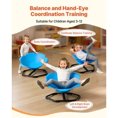 VEVOR Kinderdrehstuhl sensorischer Drehstuhl zylinderförmig, 100 kg Tragkraft, sensorisches Spielzeug mit rutschfester Metallfuß, zur Förderung von Koordination Gleichgewicht Konzentration, Blau – Bild 2