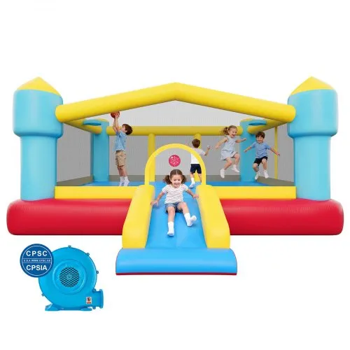 VEVOR Aufblasbare Hüpfburg (448 x 420 x 207 cm) für Kinder mit Rutsche & Basketballkorb & Zielspiel & Hüpfbereich, Bietet Platz für 3-4 Kinder (im Alter von 3-8 Jahren) Outdoor Indoor Party VEVOR Aufblasbare Hüpfburg (448 x 420 x 207 cm) für Kinder mit Rutsche & Basketballkorb & Zielspiel & Hüpfbereich, Bietet Platz für 3-4 Kinder (im Alter von 3-8 Jahren) Outdoor Indoor Party