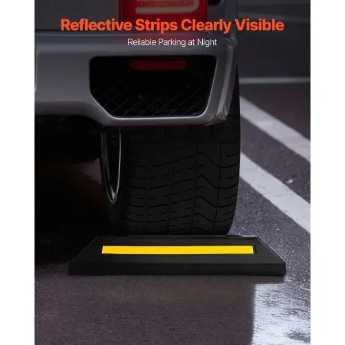 VEVOR Parkstopper Radstopper 2 Stk. 548 x 158 x 94 mm Einparkhilfe Parkbegrenzung mit Reflektorstreifen, Parkplatzsperre aus Gummi für Autos Lieferwagen Lkw, Radführungsblock, Parkplatzbegrenzung – Bild 3